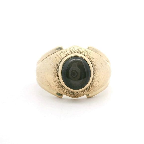 14k Yellow Gold and Black Star Sapphire 9.2g Vintage Ring Size 9