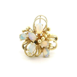 14k Yellow Gold and Opal 5.5g Ladies Floral Ring Size 6.25