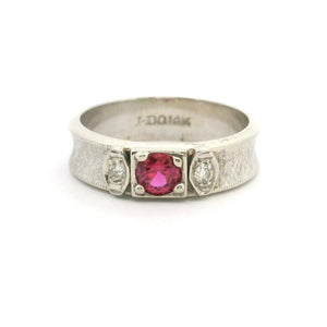 14k White Gold 5.7g Ruby and Diamond Band Ring Size 9.25