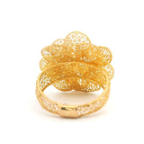 21k Yellow Gold 3.4g Diamond Cut Fancy Floral Ring Size 6