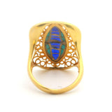 21k Yellow Gold and Enamel 5.9g Large Intricate Ring Size 6.5