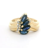 14k Yellow Gold 3g Blue Sapphire and Diamond Ring Size 4.25