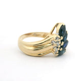 14k Yellow Gold 3g Blue Sapphire and Diamond Ring Size 4.25