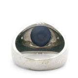 14k White Gold 12.6g Blue Star Sapphire and Diamond Ring Size 8.25