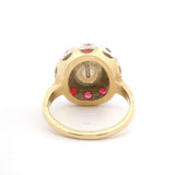 14k Yellow and White Gold Pearl and Ruby Ladies Ring Size 6.75