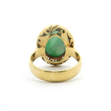 18k Yellow Gold 9.5g Greek Key Design Cabochon Jade Ring Size 6.75