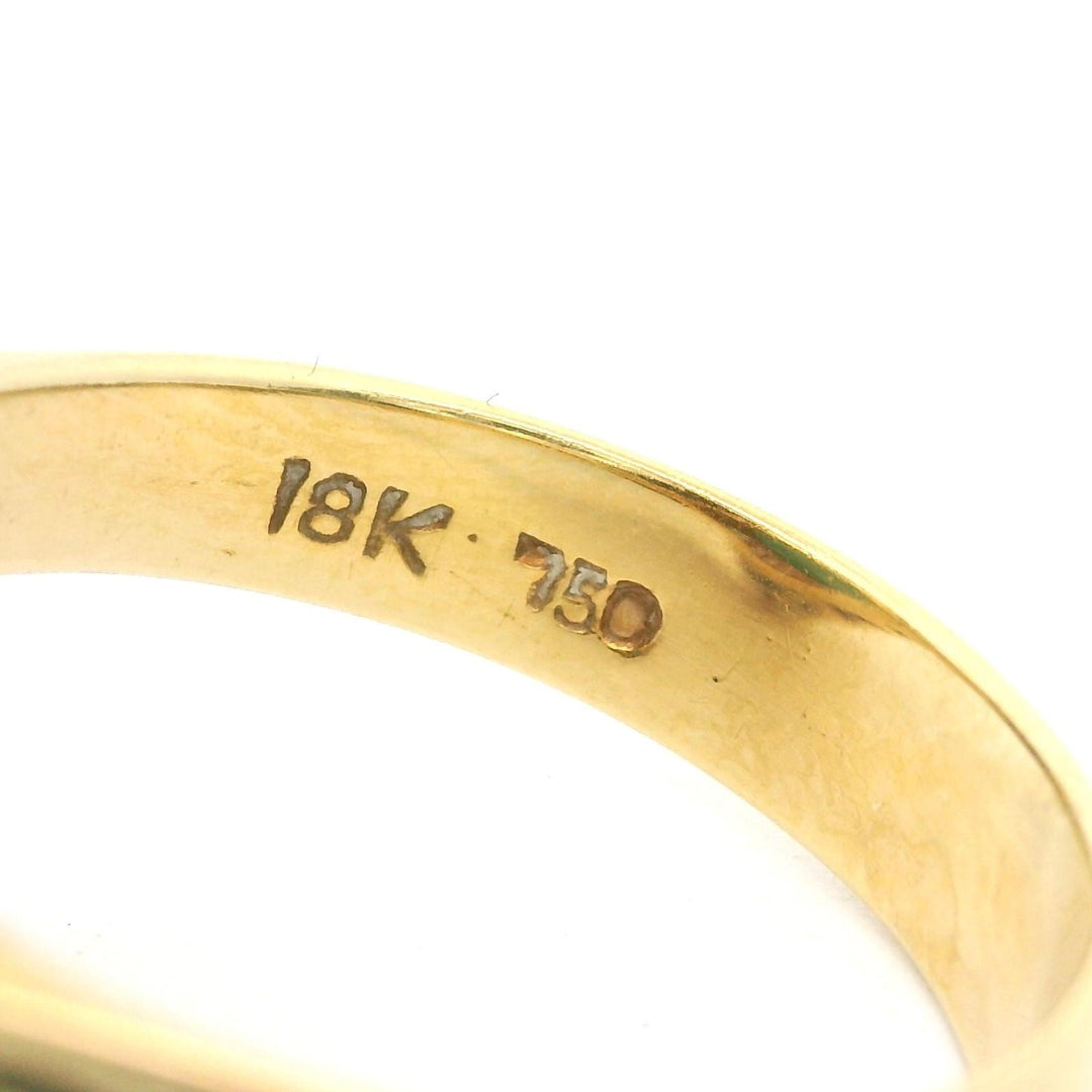 18k Yellow Gold 9.5g Greek Key Design Cabochon Jade Ring Size 6.75