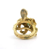 18k Yellow Gold and Emerald 12.8g Solid Heavy Vintage Turtle Ring Size 3.5