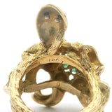 18k Yellow Gold and Emerald 12.8g Solid Heavy Vintage Turtle Ring Size 3.5