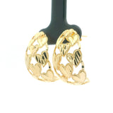 18k Yellow Gold 6.4g Solid Diamond Cut Heart Earrings 1"