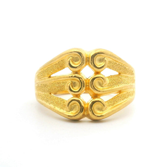 24k Pure Yellow Gold 11.9g Solid Heavy Swirl Design Ring Size 10