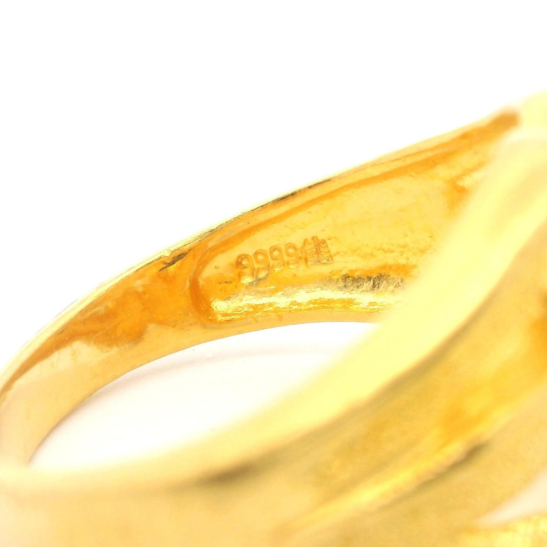 24k Pure Yellow Gold 11.9g Solid Heavy Swirl Design Ring Size 10