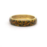 18k Yellow Gold and Enamel 4.6g Ladies Fancy Band Ring Size 7.75