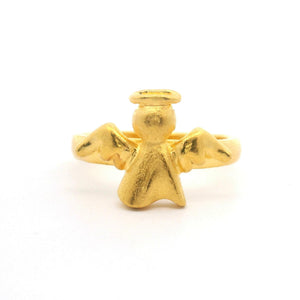 24k Pure Yellow Gold 4.7g Solid Angel Ring Size 4