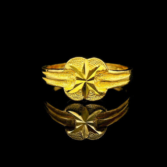 24k Pure Yellow Gold 4g Diamond Cut Fancy Ladies Ring Size 6.25