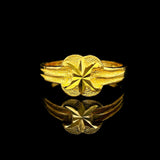 24k Pure Yellow Gold 4g Diamond Cut Fancy Ladies Ring Size 6.25