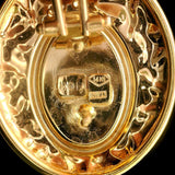 14k Yellow Gold 10g Oval Lady Cameo Large Earrings Italy 1.2"