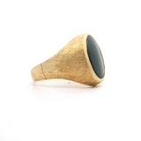 14k Yellow Gold and Inlay Black Onyx Men's Signet Ring Size 11
