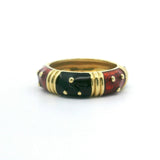 18k Yellow Gold and Enamel 6.7g Ladies Band Ring Size 6