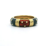 18k Yellow Gold and Enamel 6.7g Ladies Band Ring Size 6