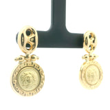 18k Yellow Gold 8g Mariner Link Medusa Greek Key Dangle Earrings