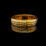 22k Two Tone Gold 2.7g Sun Design 4.2mm Band Ring Size 7.5
