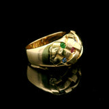 LeVian 14k Yellow Gold and Multi Gemstone Basket Weave Ring Size 6.75