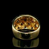 LeVian 14k Yellow Gold and Multi Gemstone Basket Weave Ring Size 6.75