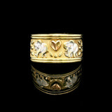 14k Tri Tone Gold 4.7g Ladies Elephant Band Ring Size 7