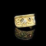 14k Tri Tone Gold 4.7g Ladies Elephant Band Ring Size 7