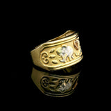 14k Tri Tone Gold 4.7g Ladies Elephant Band Ring Size 7