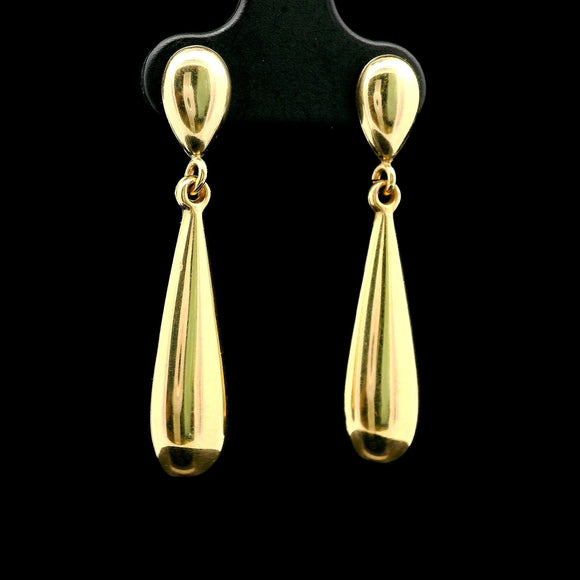 18k Yellow Gold 2.2g Milor Hollow Drop Dangle Teardrop Earrings Italy 1.4