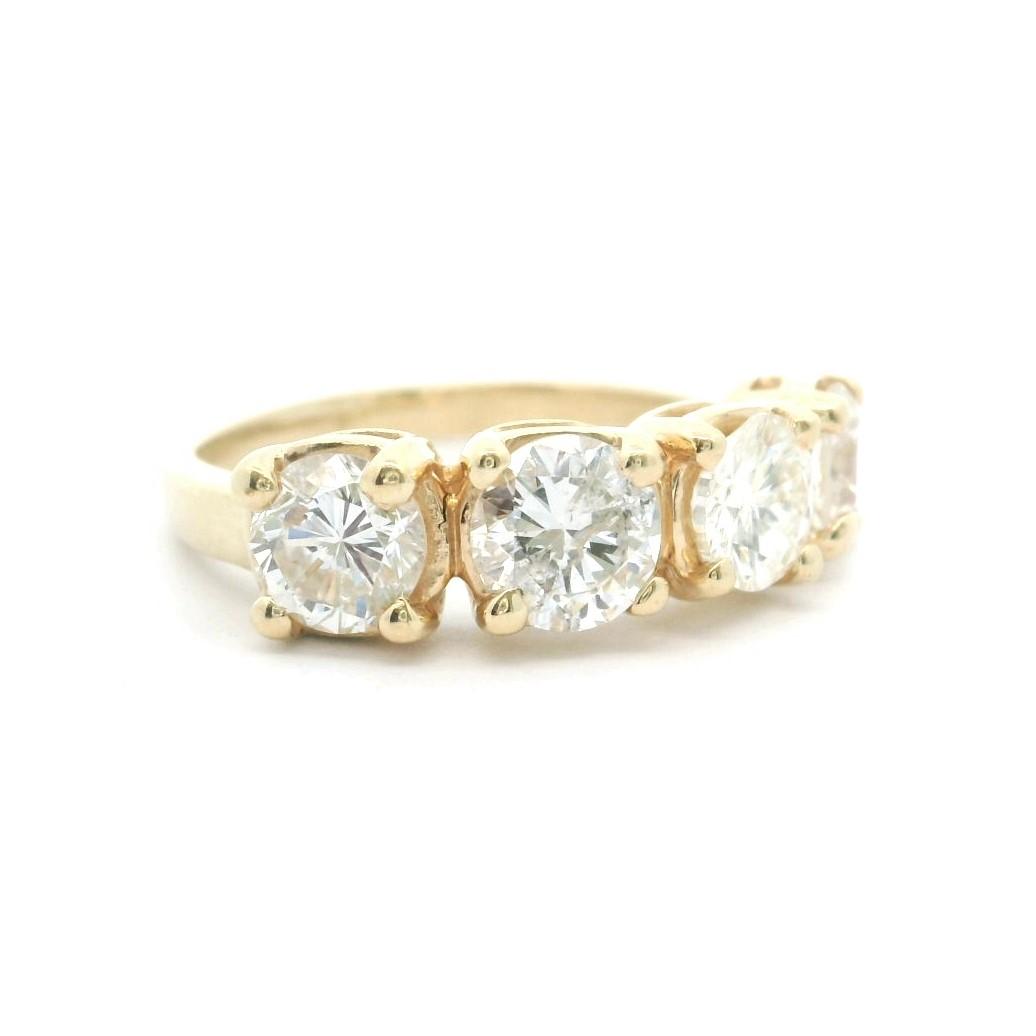 14k Yellow Gold and 1.6ct Four Diamond Band Ring Size 6