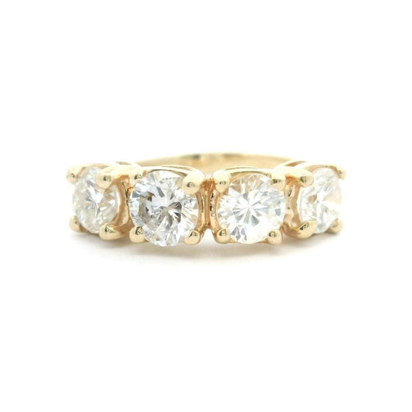 14k Yellow Gold and 1.6ct Four Diamond Band Ring Size 6