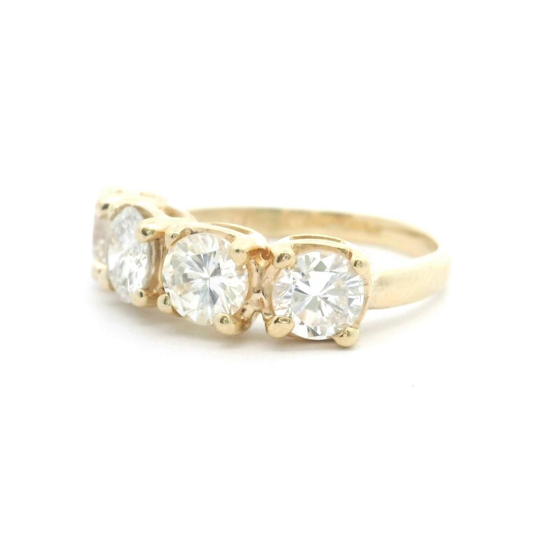 14k Yellow Gold and 1.6ct Four Diamond Band Ring Size 6