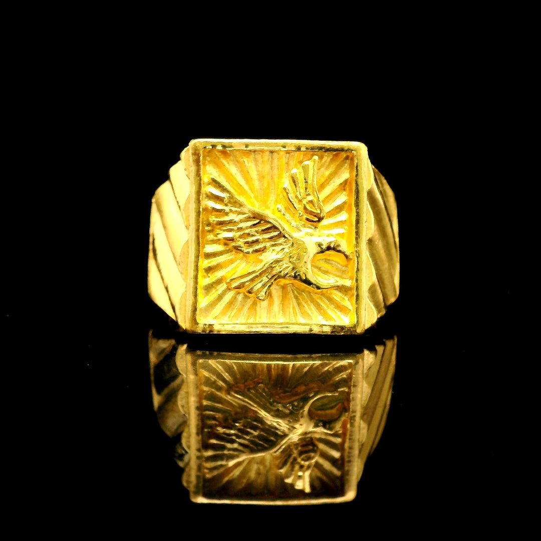 24k Pure Yellow Gold 18.7g Solid Heavy Men's Eagle Ring Size 9