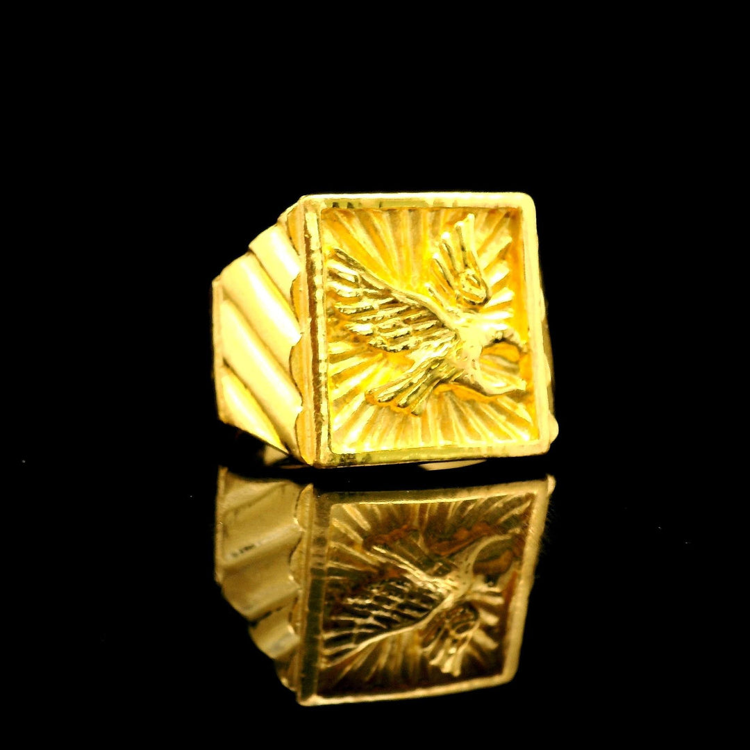 24k Pure Yellow Gold 18.7g Solid Heavy Men's Eagle Ring Size 9