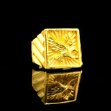 24k Pure Yellow Gold 18.7g Solid Heavy Men's Eagle Ring Size 9