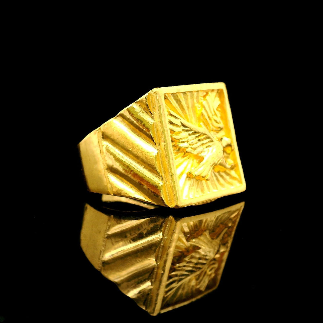 24k Pure Yellow Gold 18.7g Solid Heavy Men's Eagle Ring Size 9