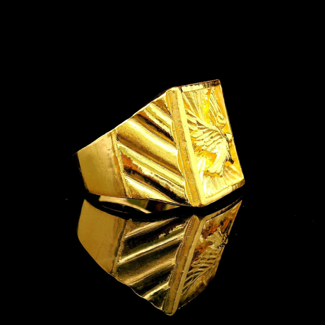 24k Pure Yellow Gold 18.7g Solid Heavy Men's Eagle Ring Size 9
