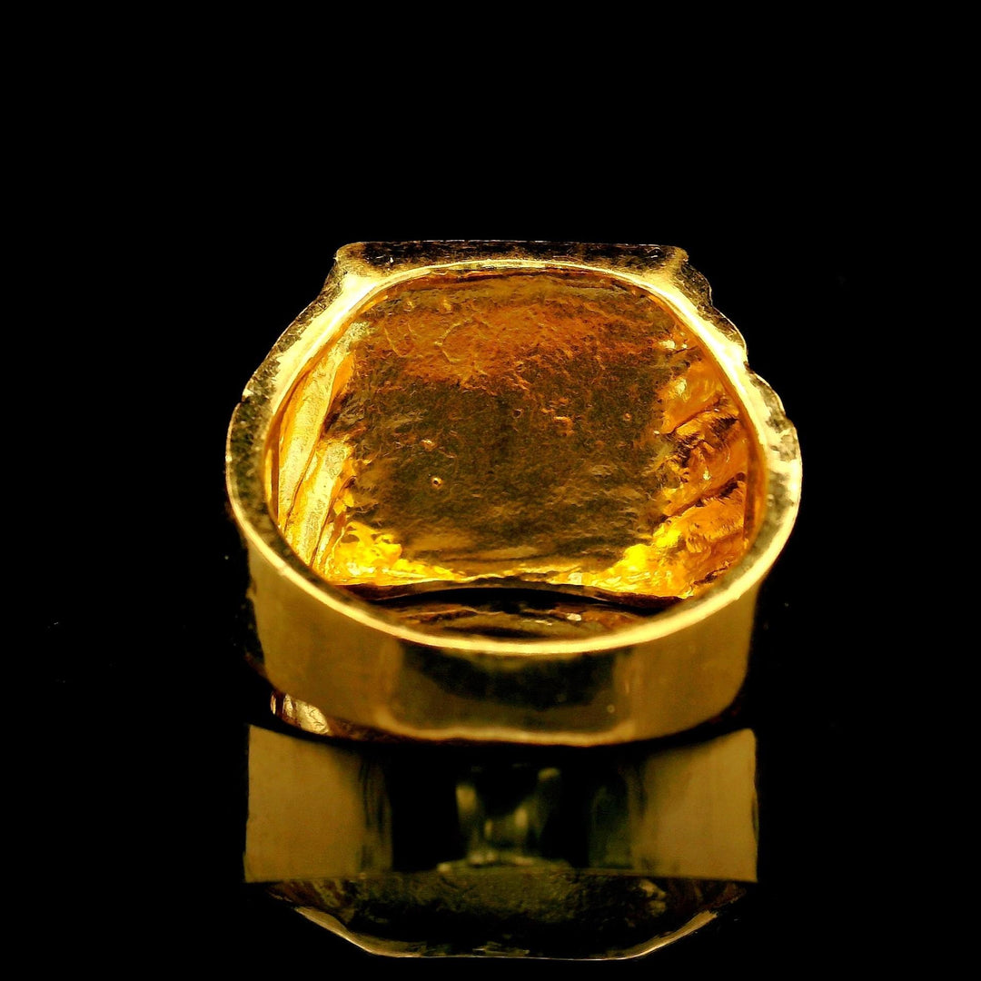 24k Pure Yellow Gold 18.7g Solid Heavy Men's Eagle Ring Size 9
