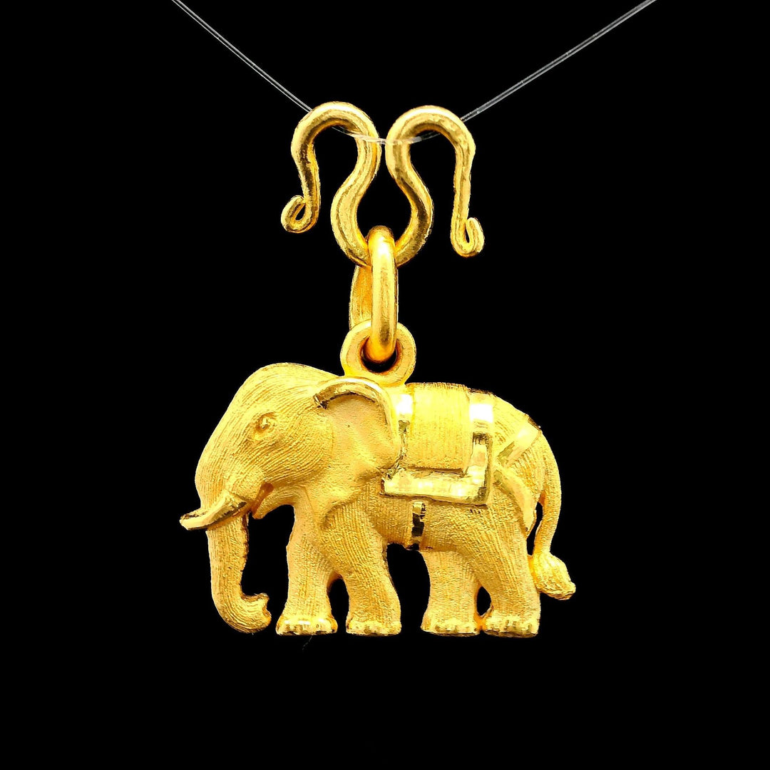 24k Pure Yellow Gold 5.2g Solid Articulated Elephant Charm Pendant
