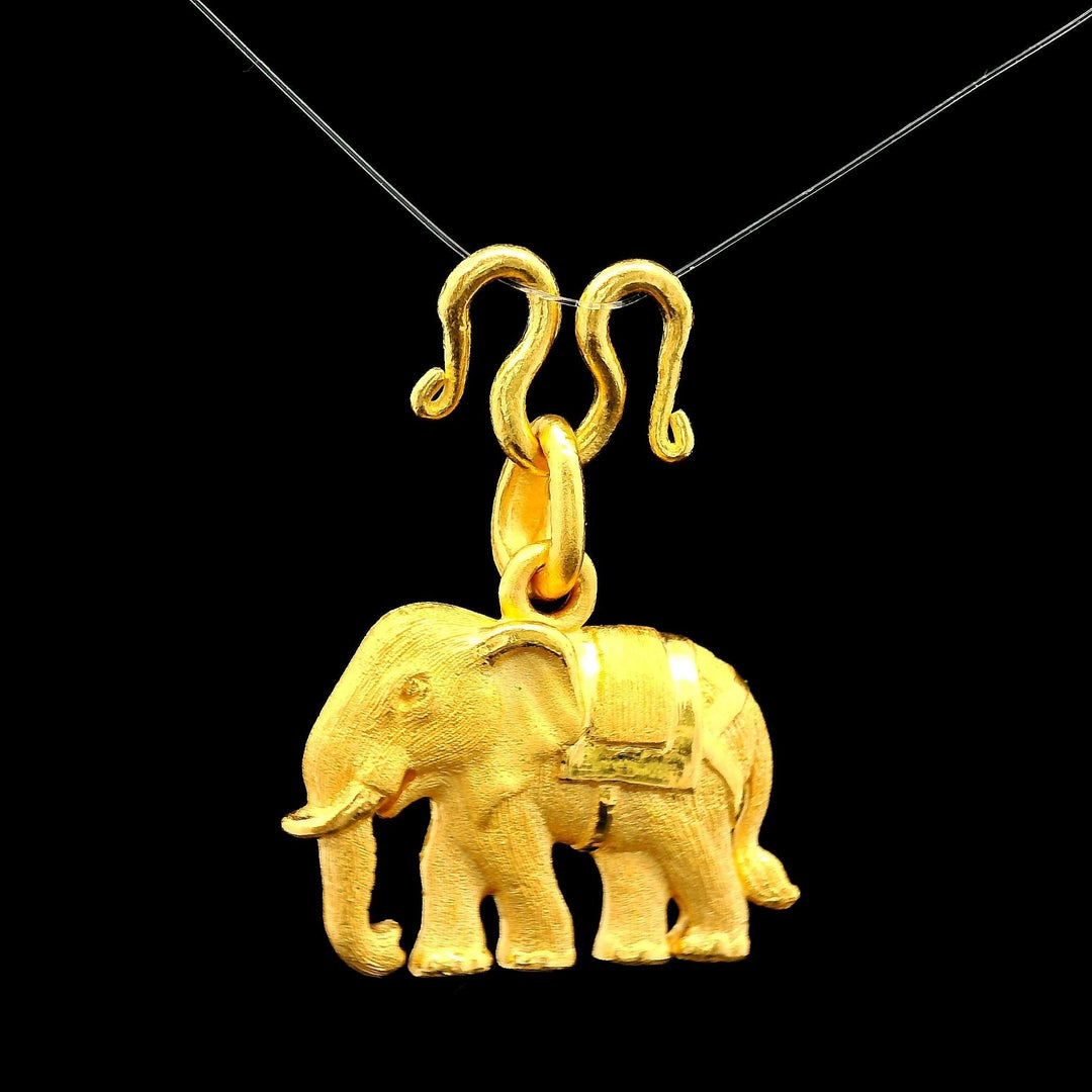 24k Pure Yellow Gold 5.2g Solid Articulated Elephant Charm Pendant