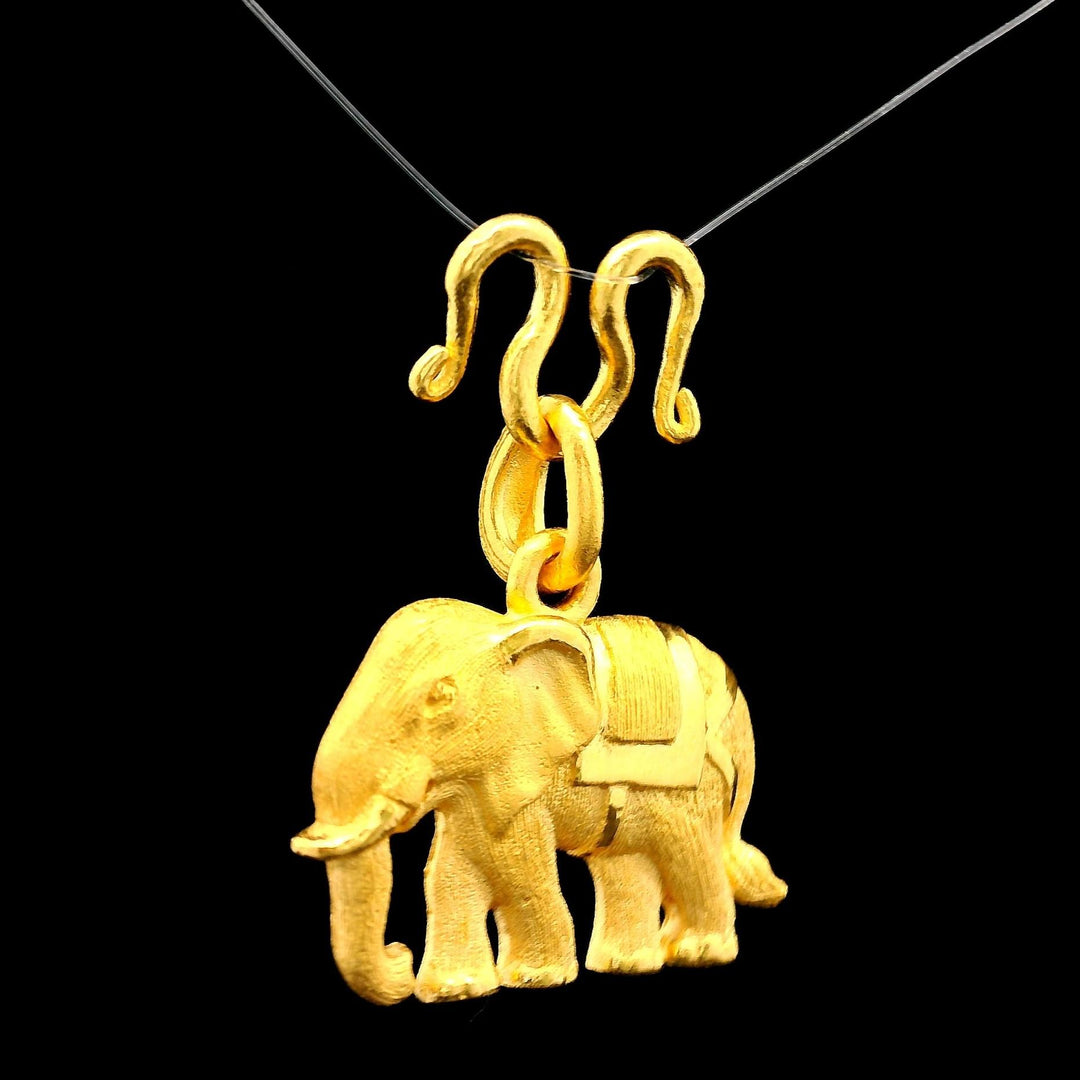 24k Pure Yellow Gold 5.2g Solid Articulated Elephant Charm Pendant
