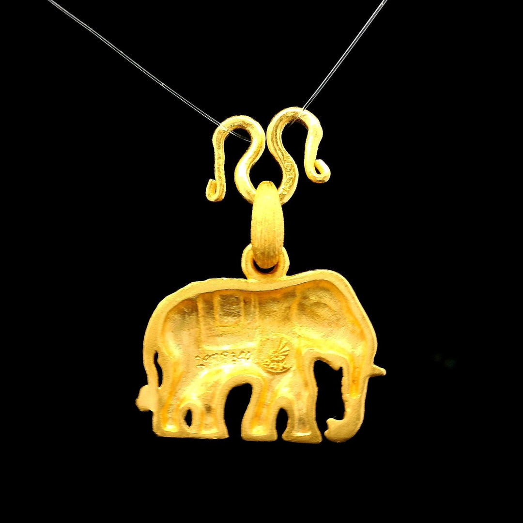 24k Pure Yellow Gold 5.2g Solid Articulated Elephant Charm Pendant