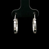 18k White Gold 1.2g Hollow Light Small Ribbed Hoop Earrings Italy