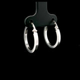 18k White Gold 1.2g Hollow Light Small Ribbed Hoop Earrings Italy