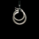 18k White Gold 1.2g Hollow Light Small Ribbed Hoop Earrings Italy