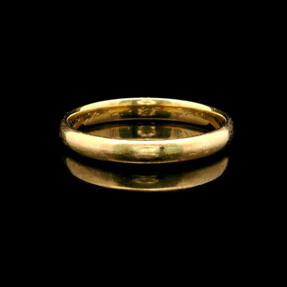 18k Yellow Gold 1930 Men's Vintage 3mm Band Ring Size 9