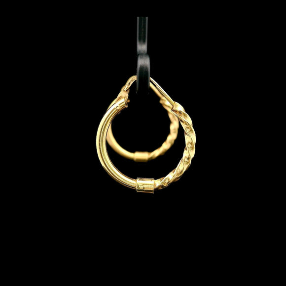 18k Yellow Gold Half Spiral Half Polished Small Hoop Earrings Italy